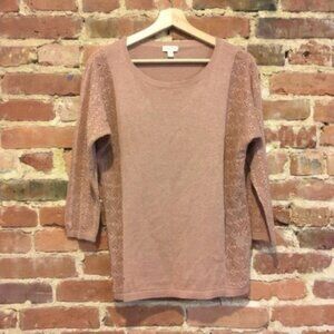 Garnet Hill Pointelle-Sleeve Boatneck Sweater Small